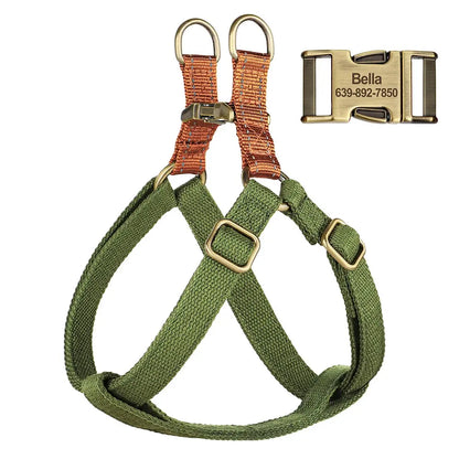 New Custom Dog Harness Reflective Nylon Dog Harnesses Vest Free Engraved Pet ID Tag Harnesses for Small Medium Large Dogs Pug Didog