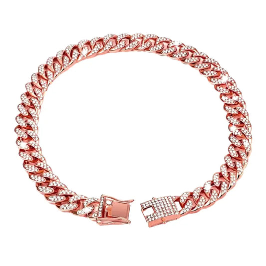 Dog Collar Sparkling Rhinestone Chain Collar for Small Medium Dogs Metal Cat Necklace with Gold Link Pet Jewelry Accessories Excel Pets