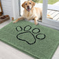 OLANLY OLANLY Ultra Absorbent Chenille Door Mat For Pets 24x16 Inches Non Slip Washable Entryway Mat Beige Paw Print Design - Animals & Pet Supplies > Pet Supplies