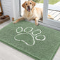OLANLY OLANLY Ultra Absorbent Chenille Door Mat For Pets 24x16 Inches Non Slip Washable Entryway Mat Beige Paw Print Design - Animals & Pet Supplies > Pet Supplies