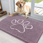 OLANLY OLANLY Ultra Absorbent Chenille Door Mat For Pets 24x16 Inches Non Slip Washable Entryway Mat Beige Paw Print Design - Animals & Pet Supplies > Pet Supplies