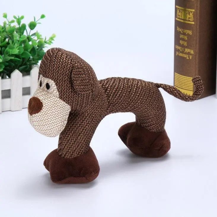 Brown plush dog toy Whistle Pals with built-in whistle for interactive biting fun