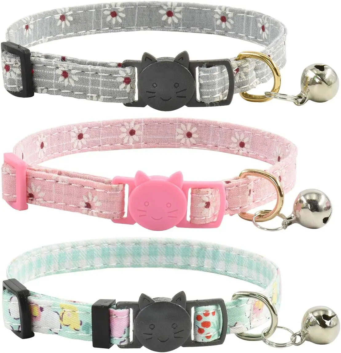 xpangle Triple Pack Adjustable Breakaway Cat Collars With Bells For Safe Comfortable Active Cats In Colorful Styles - Animals & Pet Supplies > Pet Supplies > Pet Collars & Harnesses > Breakaway & Safety Collars cat