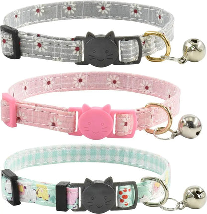 xpangle Triple Pack Adjustable Breakaway Cat Collars With Bells For Safe Comfortable Active Cats In Colorful Styles - Animals & Pet Supplies > Pet Supplies > Pet Collars & Harnesses > Breakaway & Safety Collars cat
