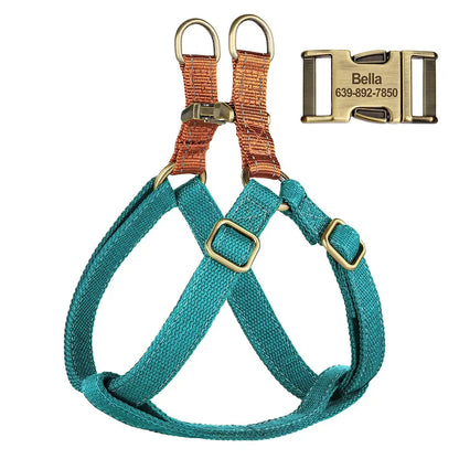 New Custom Dog Harness Reflective Nylon Dog Harnesses Vest Free Engraved Pet ID Tag Harnesses for Small Medium Large Dogs Pug Didog