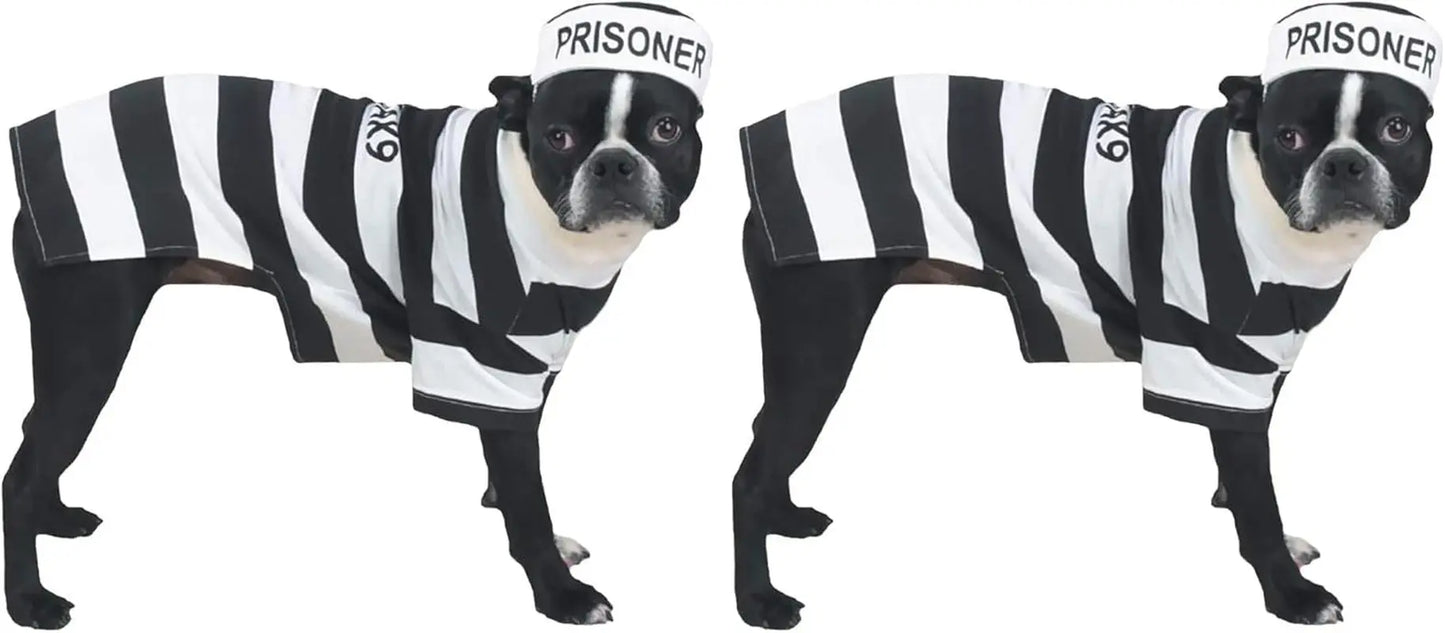 Stylish Prison Pooch Costume for Medium Dogs - Black and White Halloween Apparel PetEdge Dealer Services*