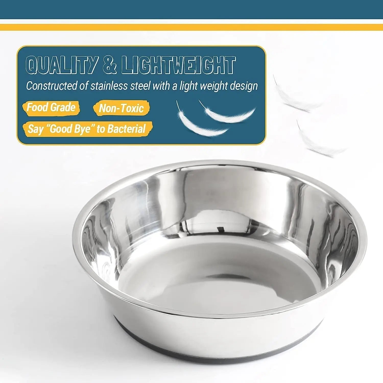 PEGGY11 Lightweight Stainless Steel Cat Bowls - 3 Cup, 2 Pack FUTONG