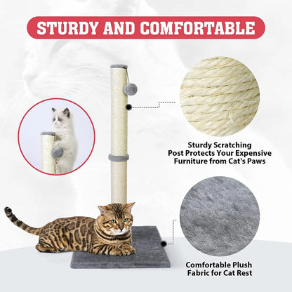 Excel Pets 31 Inch Tall Cat Scratching Post With Hanging Ball For Durable Furniture Protection - Animals & Pet Supplies > Pet Supplies > Cat Supplies > Cat Furniture > Cat Scratchers & Scratching Posts cat