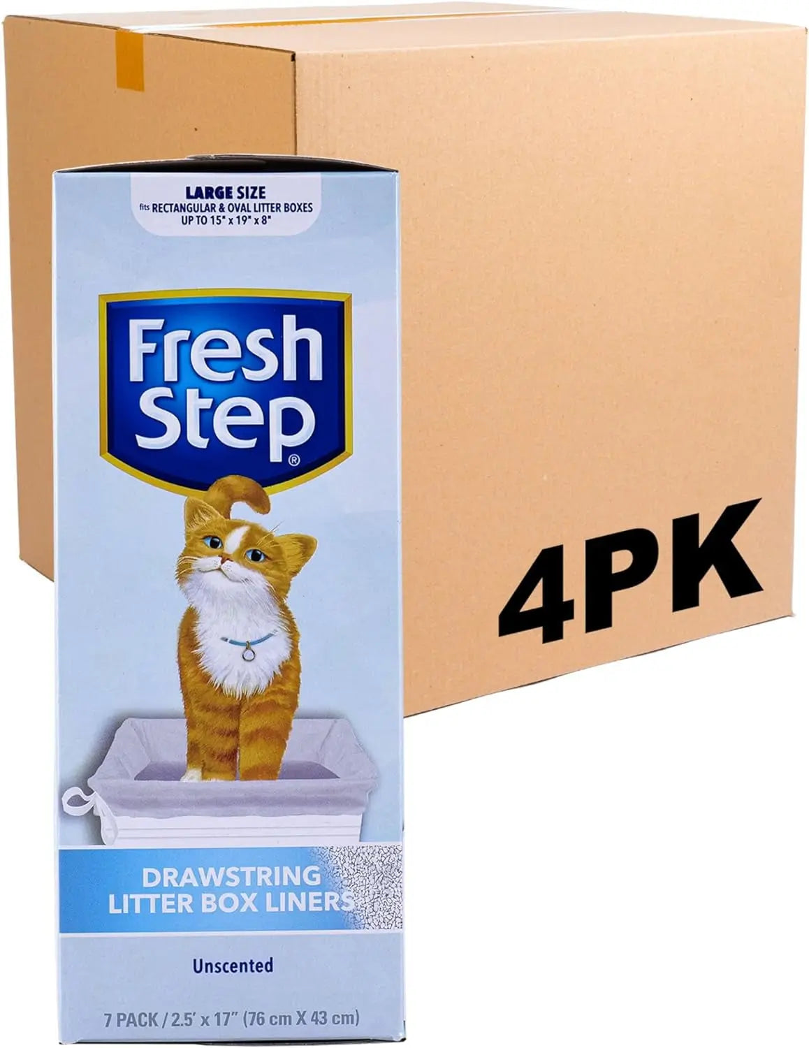 Fresh Step Drawstring Cat Litter Box Liners, Fresh Scent, Size Large,2.5"X17" - 7 Count | Kitty Litter Bags, Cat Litter Liners for All Cats to Keep Your Home Clean Fetch for Pets