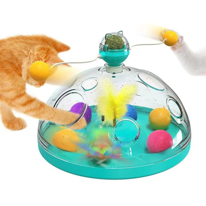 Whisker Wonderland interactive cat toy with twirling catmint ball and colorful balls