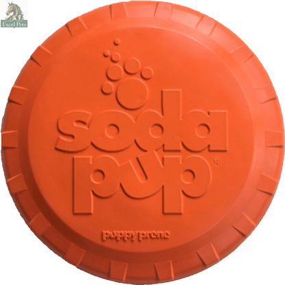 Bottle Top Flyer Rubber Frisbee for Dogs | Orange | Vet Approved | USA Made SodaPup/True Dogs, LLC