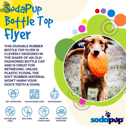 Bottle Top Flyer Rubber Frisbee for Dogs | Orange | Vet Approved | USA Made SodaPup/True Dogs, LLC