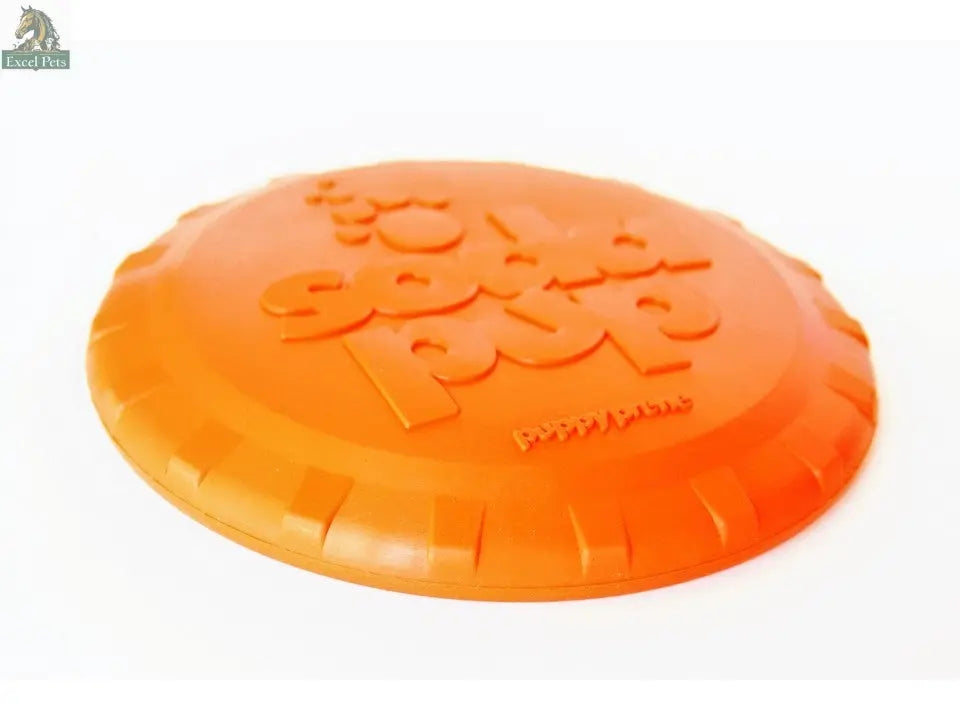 Bottle Top Flyer Rubber Frisbee for Dogs | Orange | Vet Approved | USA Made SodaPup/True Dogs, LLC