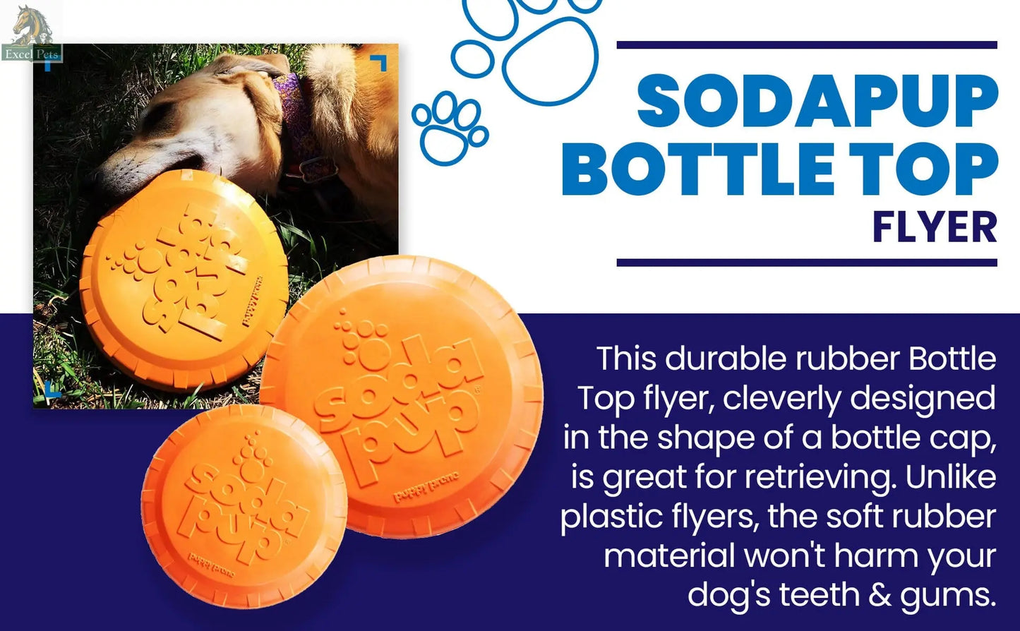 Bottle Top Flyer Rubber Frisbee for Dogs | Orange | Vet Approved | USA Made SodaPup/True Dogs, LLC