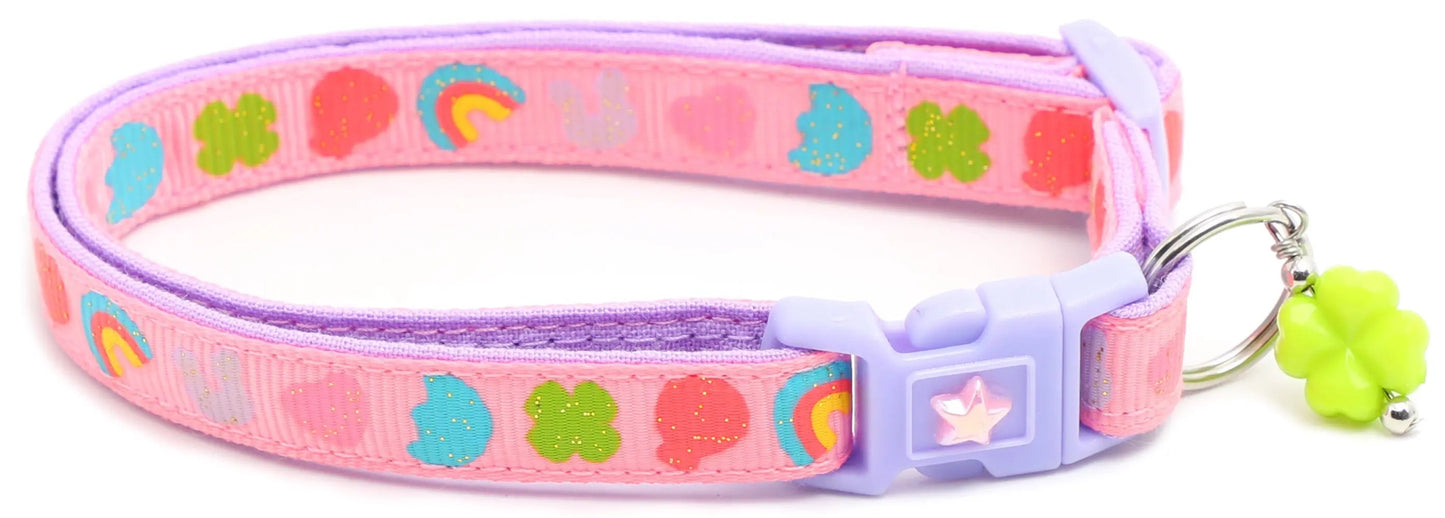 Cereal Marshmallows Breakaway Collar for cats with pastel patterns and safety breakaway clasp