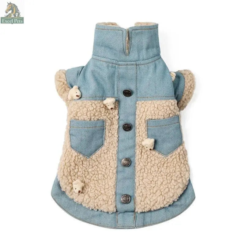 Cozy Denim And Fleece Two-Legged Dog Clothes - Perfect For Small To Medium Dogs - Excel Pets