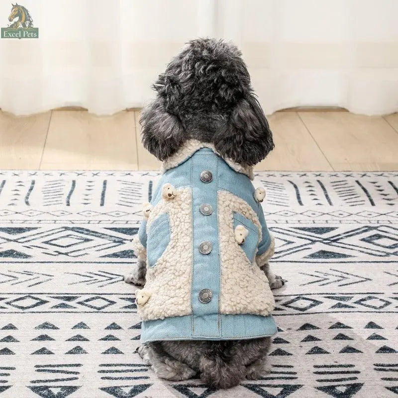 Cozy Denim And Fleece Two-Legged Dog Clothes - Perfect For Small To Medium Dogs - Excel Pets