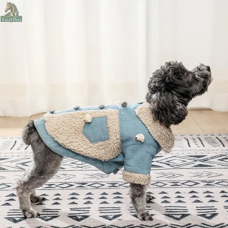 Cozy Denim And Fleece Two-Legged Dog Clothes - Perfect For Small To Medium Dogs - Excel Pets