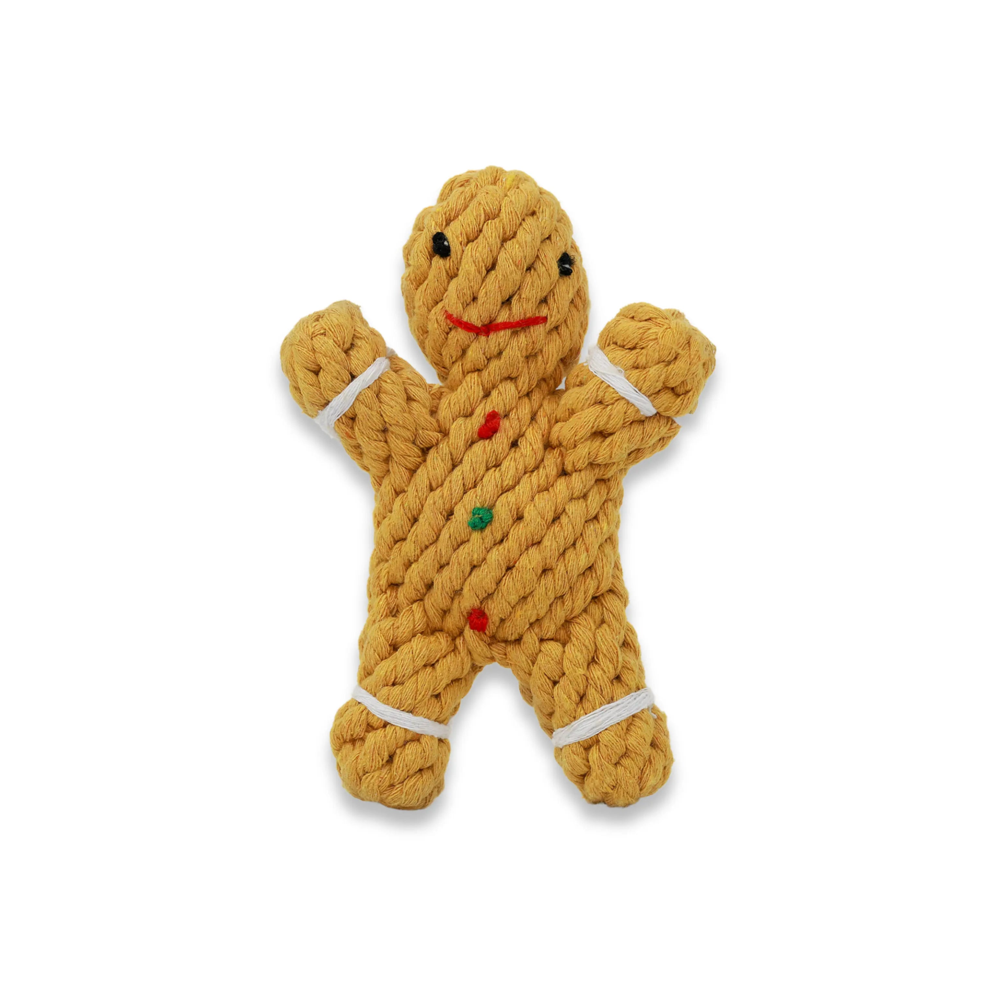 Gingerbread Man Rope Toy for pet play, festive and durable rope design
