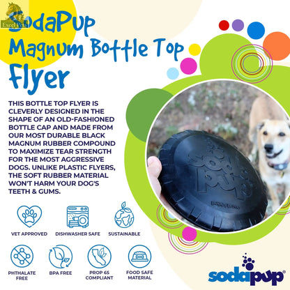 Magnum Bottle Top Flyer Rubber Frisbee for Heavy Chewers | Large | USA Made SodaPup/True Dogs, LLC