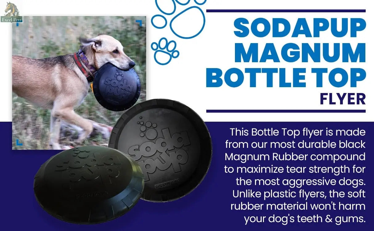 Magnum Bottle Top Flyer Rubber Frisbee for Heavy Chewers | Large | USA Made SodaPup/True Dogs, LLC