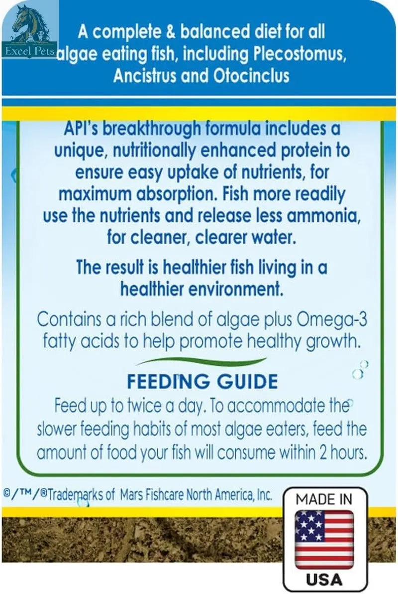 Nourish Your Fish with API Algae Eater Wafers - 3.7 oz of Premium Algae Fish Food