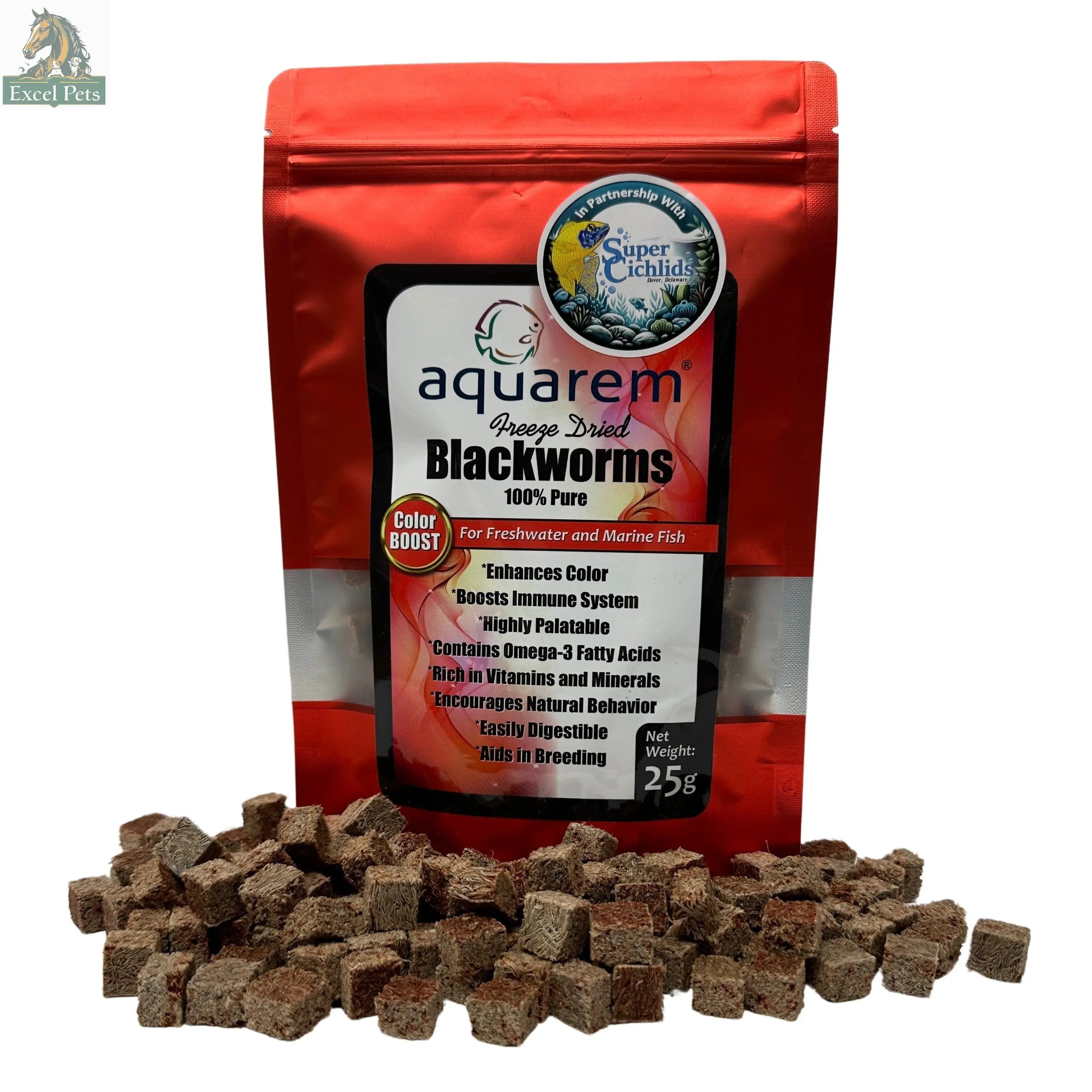 Premium Freeze Dried Blackworms - Color Boost Super Cichlids