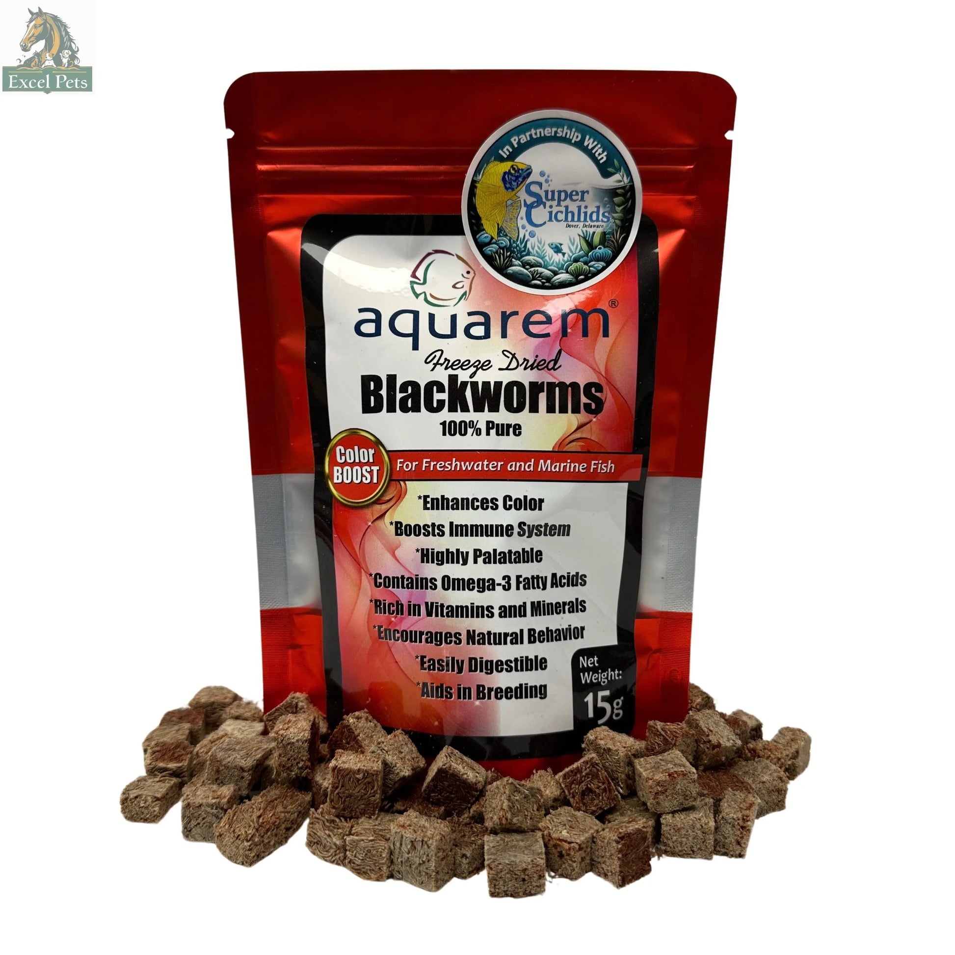Premium Freeze Dried Blackworms - Color Boost Super Cichlids