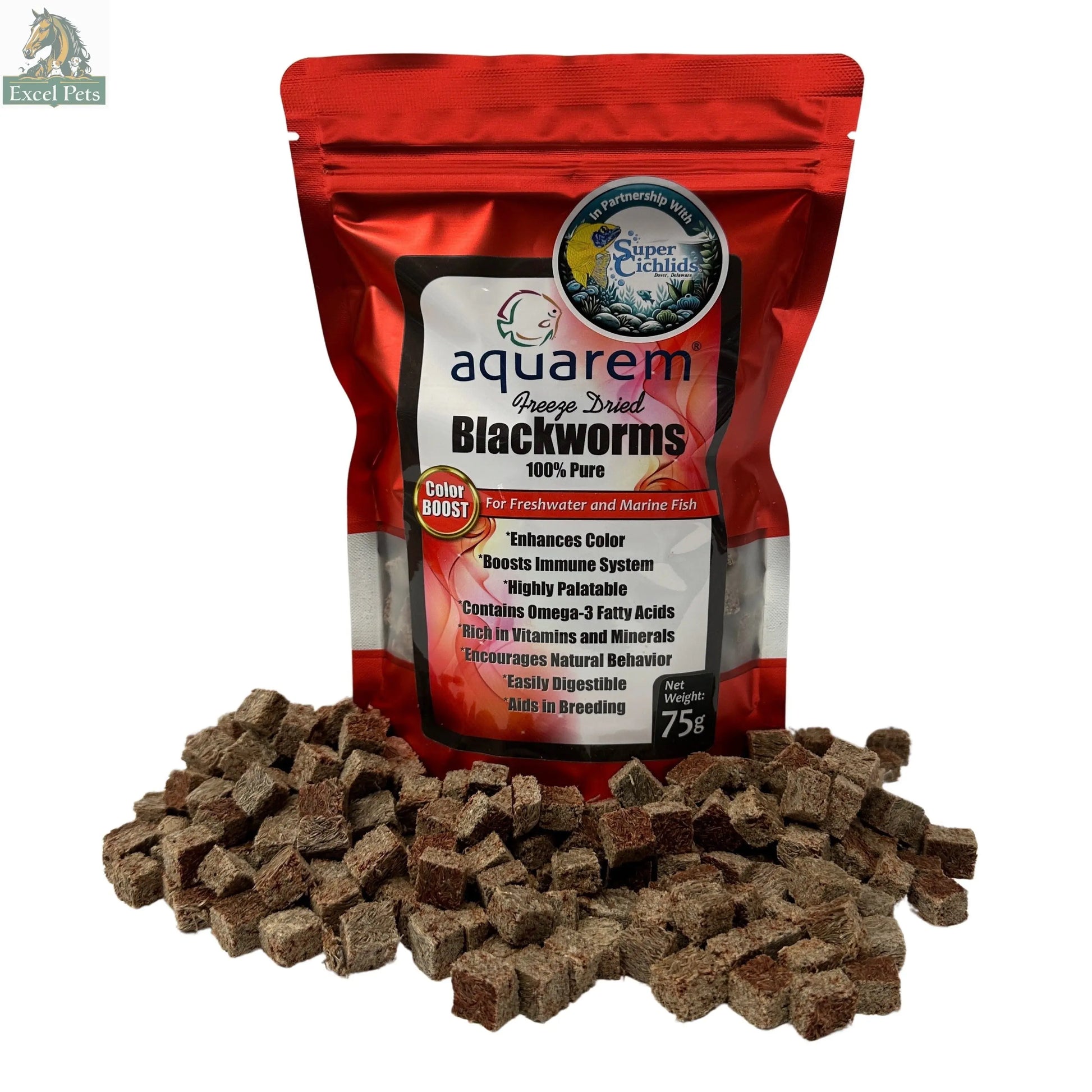 Premium Freeze Dried Blackworms - Color Boost Super Cichlids