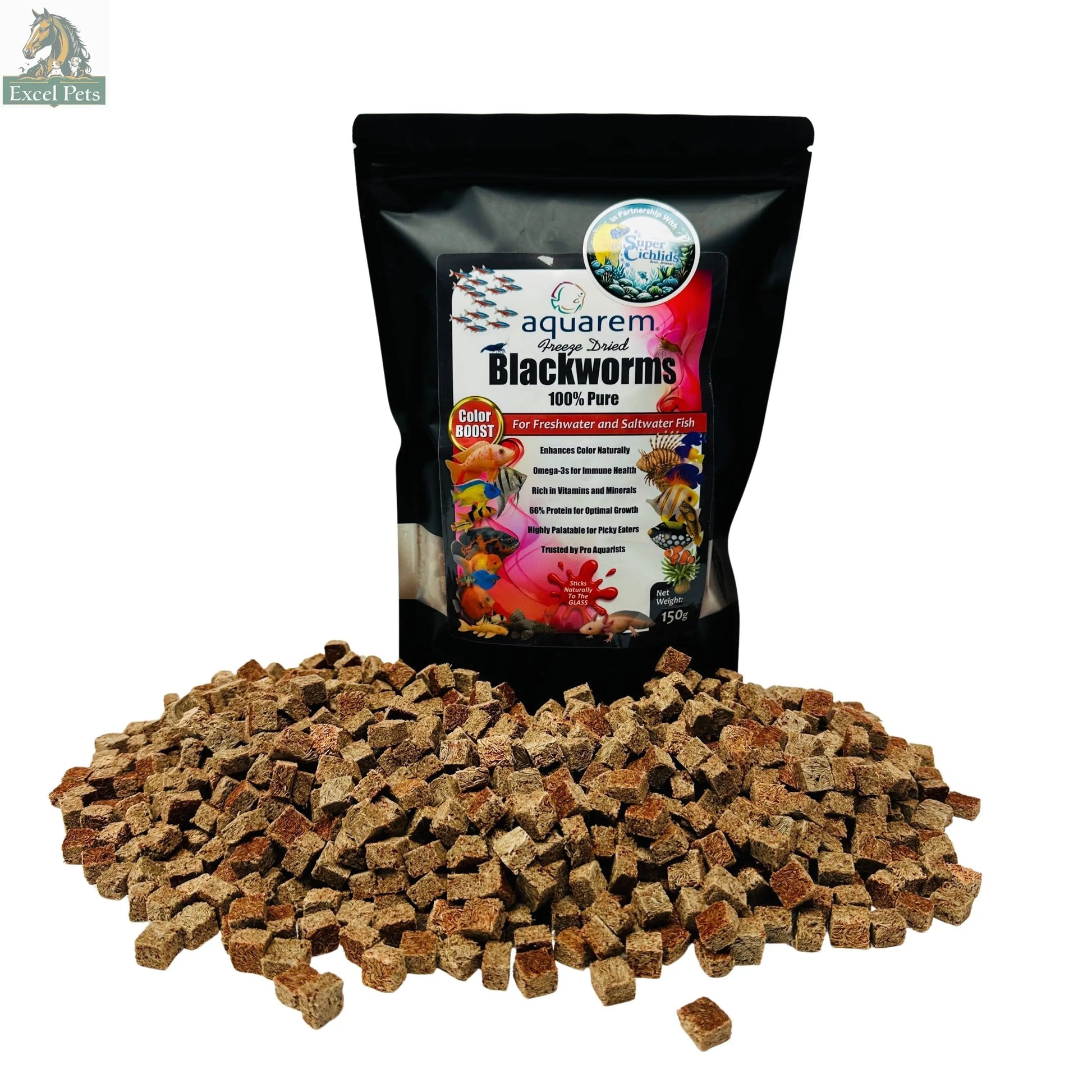 Premium Freeze Dried Blackworms - Color Boost Super Cichlids