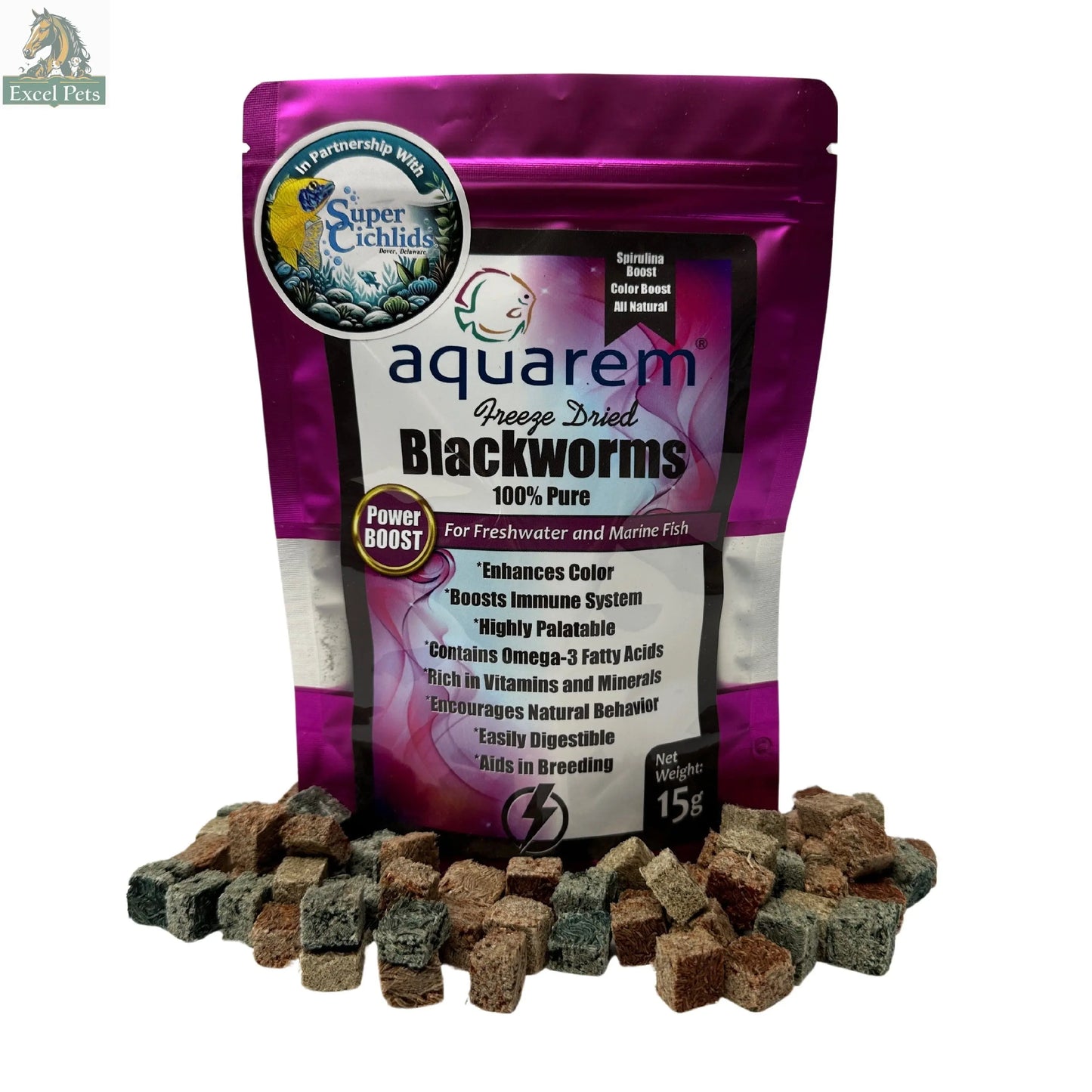 Premium Freeze Dried Blackworms - Power Boost Super Cichlids