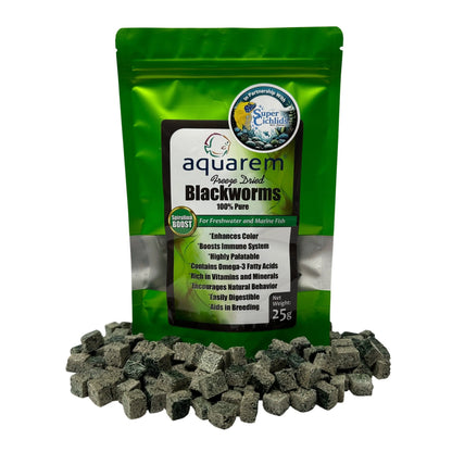 Premium Freeze Dried Blackworms - Spirulina Boost Super Cichlids