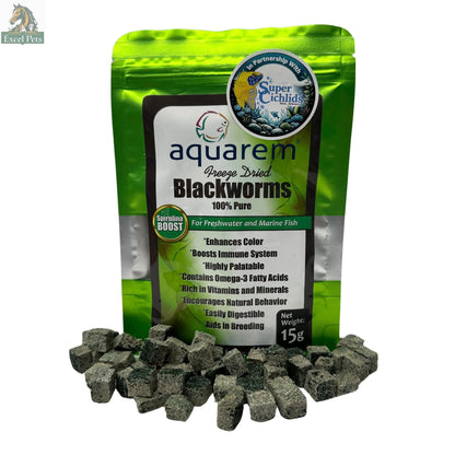 Premium Freeze Dried Blackworms - Spirulina Boost Super Cichlids