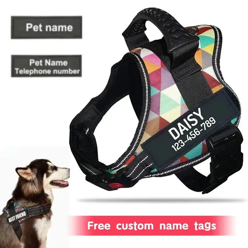 Excel Pets High Quality Nylon Adjustable Custom ID Dog Harness No Pull For Safe Training And Everyday Use - Animals & Pet Supplies > Pet Supplies > Pet Collars & Harnesses > Personalized ID Collars Dog