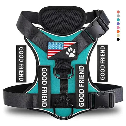 Excel Pets Reflective Dog Vest Harness With 5 Patches For Night Safety And High Visibility On Walks - Animals & Pet Supplies > Pet Supplies > Pet Collars & Harnesses Dog