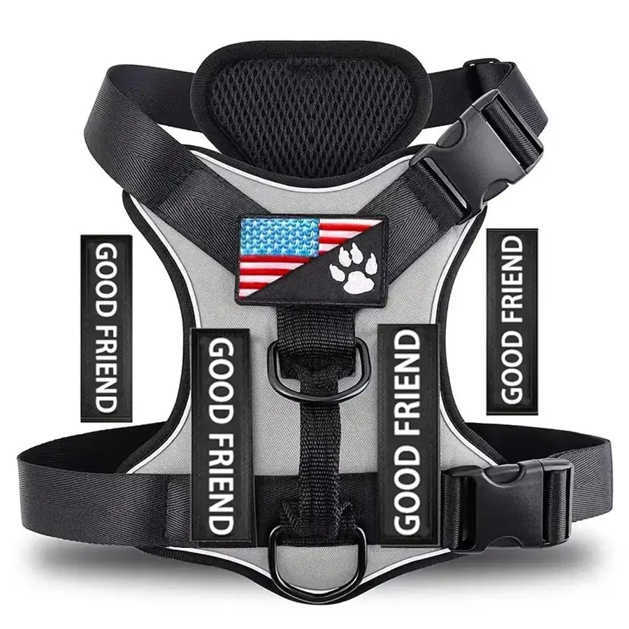 Excel Pets Reflective Dog Vest Harness With 5 Patches For Night Safety And High Visibility On Walks - Animals & Pet Supplies > Pet Supplies > Pet Collars & Harnesses Dog