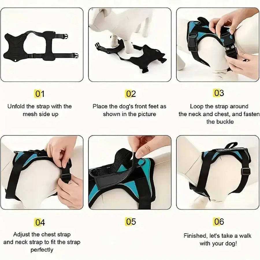 Reflective Dog Vest Harness With 5PCS Patches Excel Pets