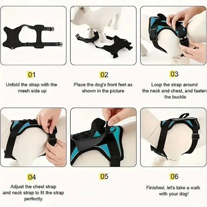 Excel Pets Reflective Dog Vest Harness With 5 Patches For Night Safety And High Visibility On Walks - Animals & Pet Supplies > Pet Supplies > Pet Collars & Harnesses Dog