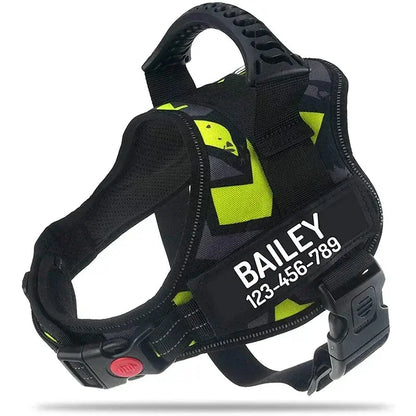 Excel Pets Nylon Adjustable Custom ID Dog Harness No Pull For Easy Control Safe Training With Adjustable Chest Size XS To XXL - Animals & Pet Supplies > Pet Supplies > Pet Collars & Harnesses Dog