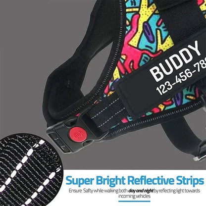 Excel Pets High Quality Nylon Adjustable Custom ID Dog Harness No Pull For Safe Training And Everyday Use - Animals & Pet Supplies > Pet Supplies > Pet Collars & Harnesses > Personalized ID Collars Dog