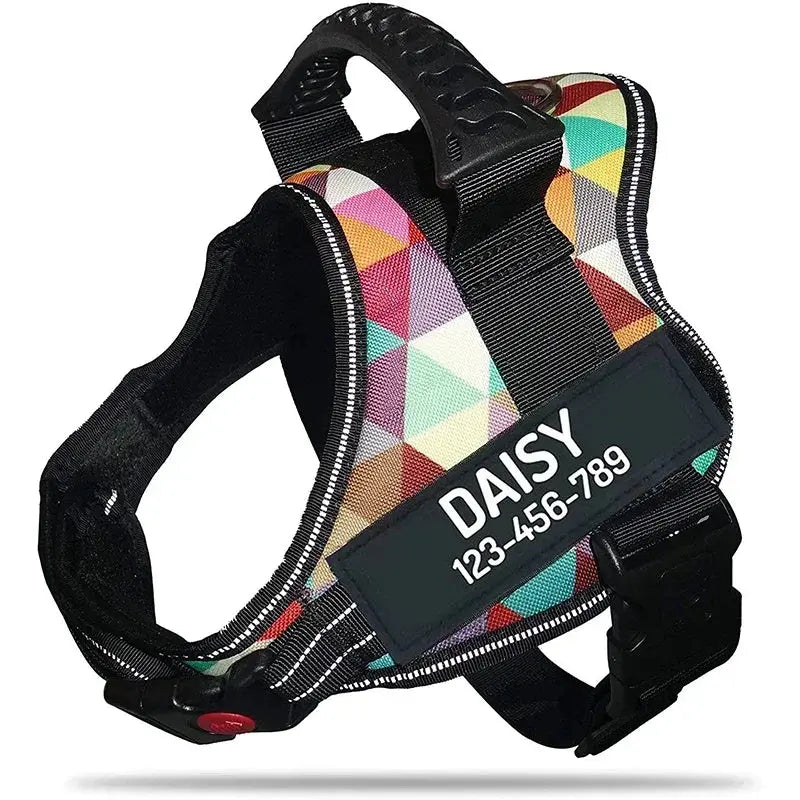 Excel Pets Nylon Adjustable Custom ID Dog Harness No Pull For Easy Control Safe Training With Adjustable Chest Size XS To XXL - Animals & Pet Supplies > Pet Supplies > Pet Collars & Harnesses Dog