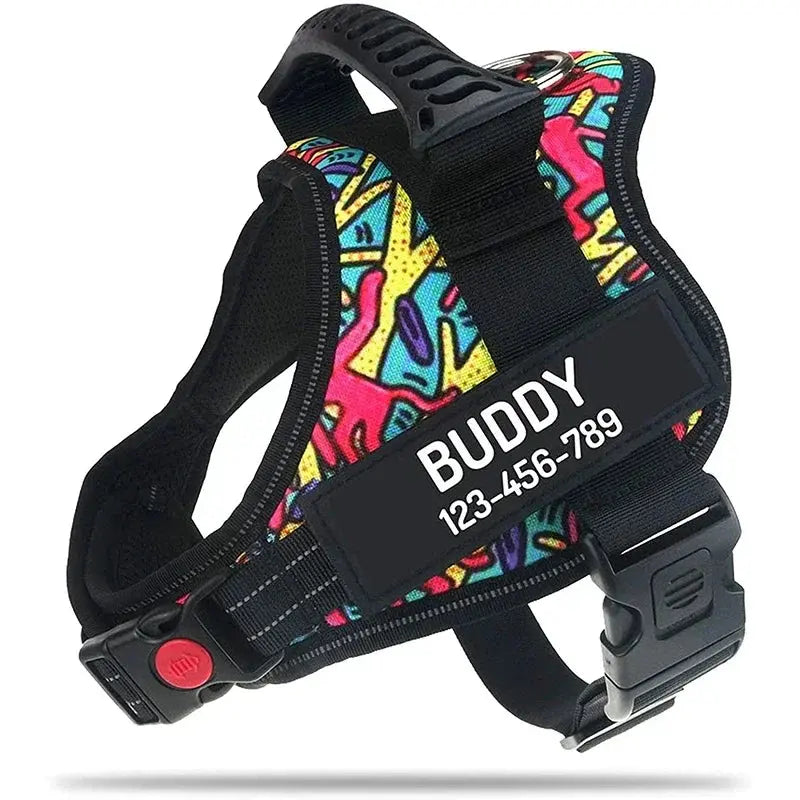 Excel Pets High Quality Nylon Adjustable Custom ID Dog Harness No Pull For Safe Training And Everyday Use - Animals & Pet Supplies > Pet Supplies > Pet Collars & Harnesses > Personalized ID Collars Dog