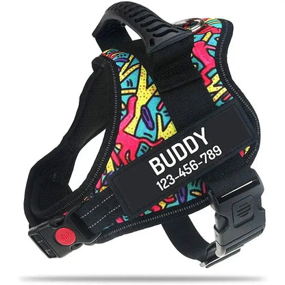 Excel Pets High Quality Nylon Adjustable Custom ID Dog Harness No Pull For Safe Training And Everyday Use - Animals & Pet Supplies > Pet Supplies > Pet Collars & Harnesses > Personalized ID Collars Dog