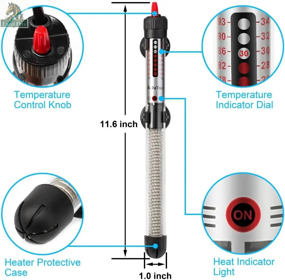 Submersible 300 Watt Aquarium Heater with 1-Year Warranty