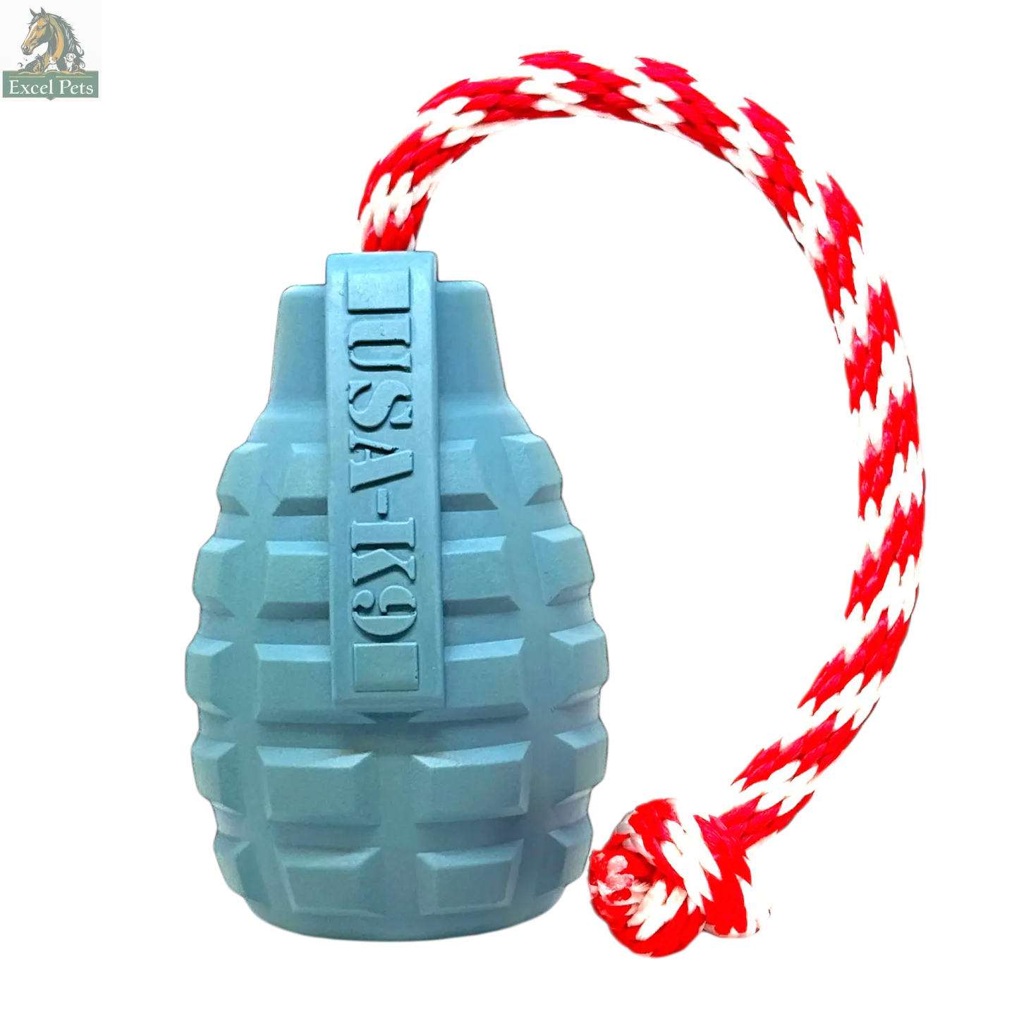 USA-K9 Grenade Shaped Rubber Dog Toy - Chew, Treat Dispenser & Tug Toy | USA SodaPup/True Dogs, LLC