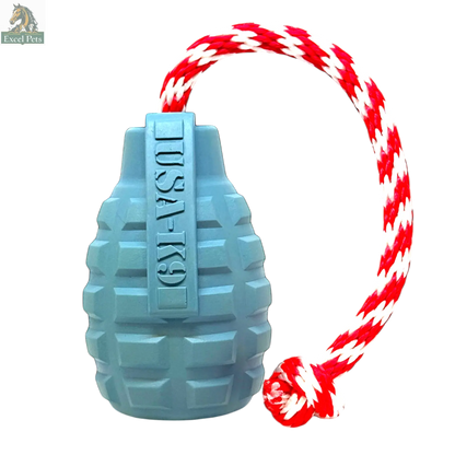 USA-K9 Grenade Shaped Rubber Dog Toy - Chew, Treat Dispenser & Tug Toy | USA SodaPup/True Dogs, LLC