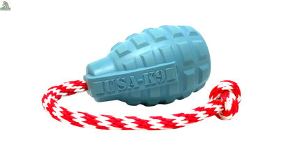 USA-K9 Grenade Shaped Rubber Dog Toy - Chew, Treat Dispenser & Tug Toy | USA SodaPup/True Dogs, LLC