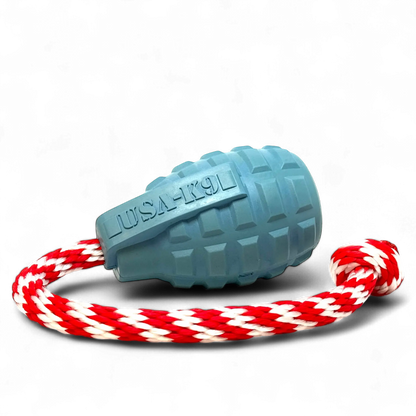 USA-K9 Grenade Shaped Rubber Dog Toy - Chew, Treat Dispenser & Tug Toy | USA SodaPup/True Dogs, LLC