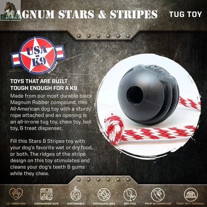 USA-K9 Magnum Stars and Stripes Rubber Dog Toy | K9 Handler Reward Toy | USA Made SodaPup/True Dogs, LLC