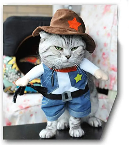YOUSE Funny Pet Cowboy Costume For Small Dogs And Cats Halloween Cosplay Outfit Cute Pet Clothes - Animals & Pet Supplies > Pet Supplies > Pet Apparel > Pet Costumes Dog